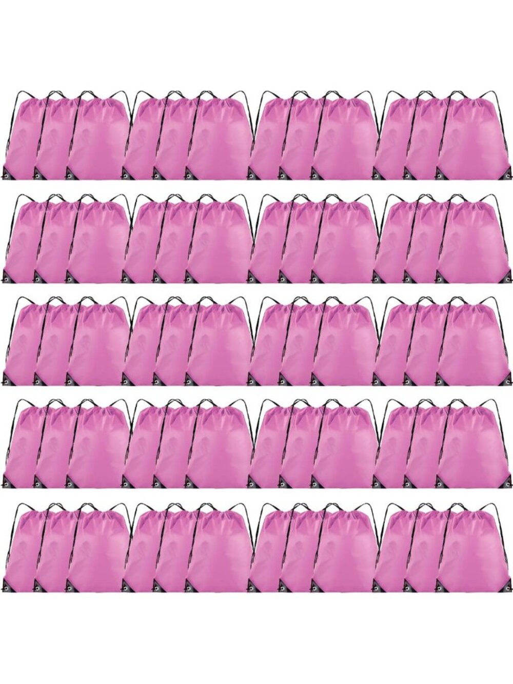 60 Pcs Pink Drawstring Backpack Set, Durable Polyester Gym Bags for Travel